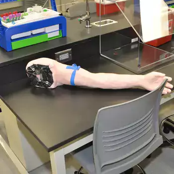 training arm in phlebotomy lab