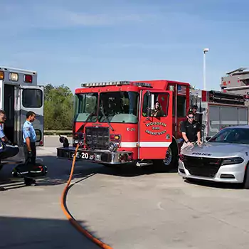 Ambulance fire truck and police car