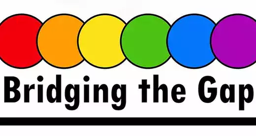 Bridging the Gap Logo - six circles with each color of the rainbow