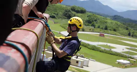 Student on rappel ropes