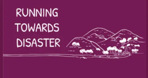 Running Towards. Disaster logo