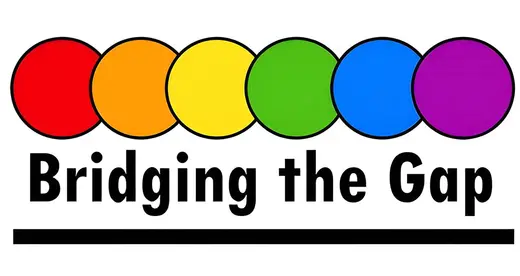 Bridging the Gap Logo - six circles with each color of the rainbow