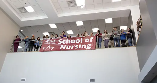 A-B Tech Nursing students on balcony