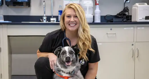 Paige Jimeson with a dog