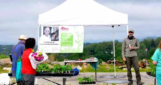 Tent with customers and plants