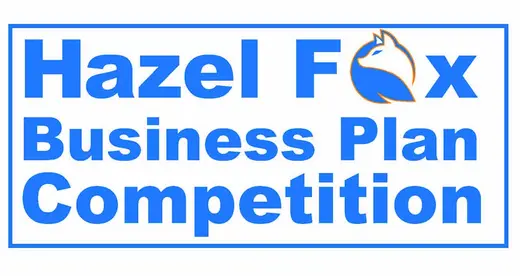 Blue logo reads Hazel Fox Business Plan Competition