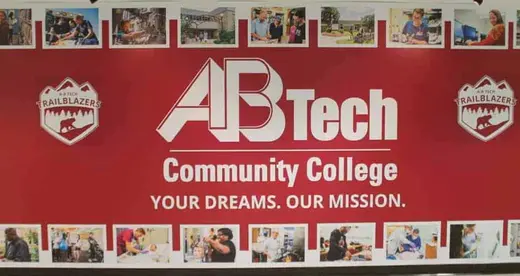A-B Tech logo on the wall of the Bailey Building