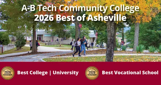A-B Tech Wins Two Gold Best of Asheville 2026 Awards - News Featured - A-B Tech Community College 2026 Best of Asheville - Best College | University - Best Vocational School