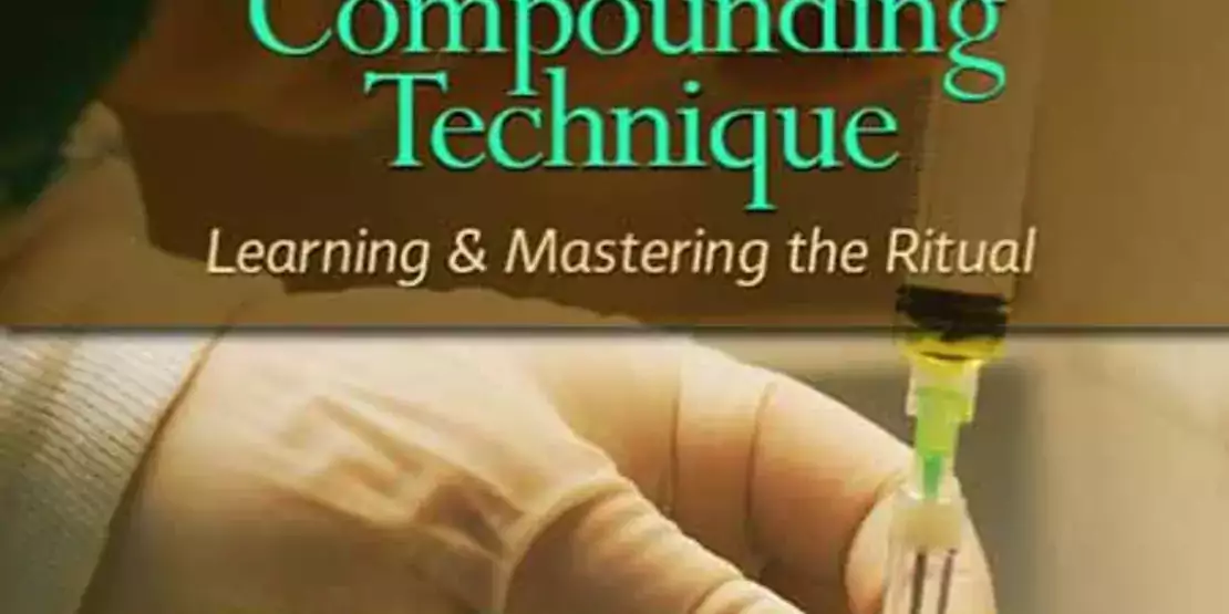 Aseptic Compounding Technique book cover featuring gloved hands injecting liquid into a bag