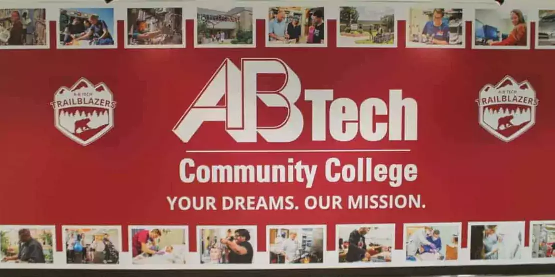 A-B Tech logo on the wall of the Bailey Building