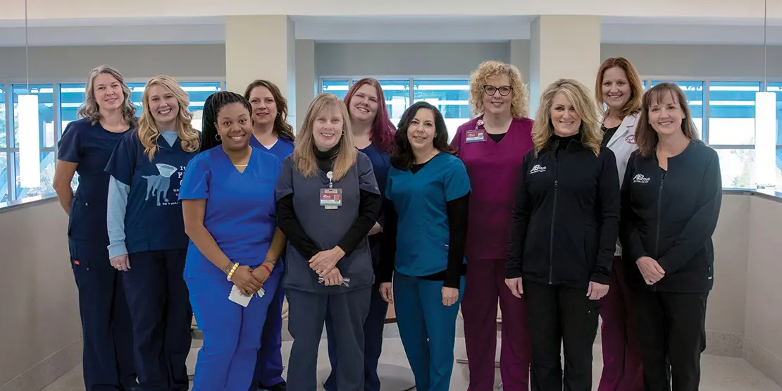 Several women in scrubs