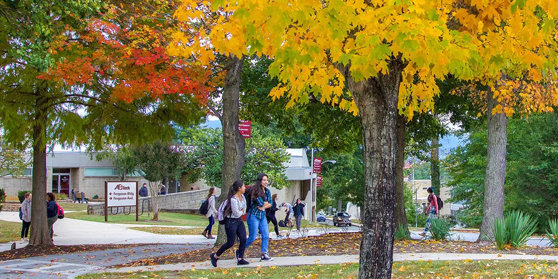 Fall season on campus of Asheville-Buncombe Technical Community College