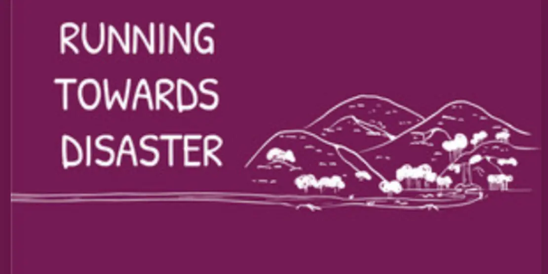 Running Towards. Disaster logo
