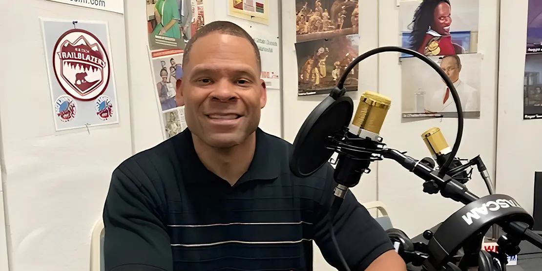 Duane Adams in WRES FM studio