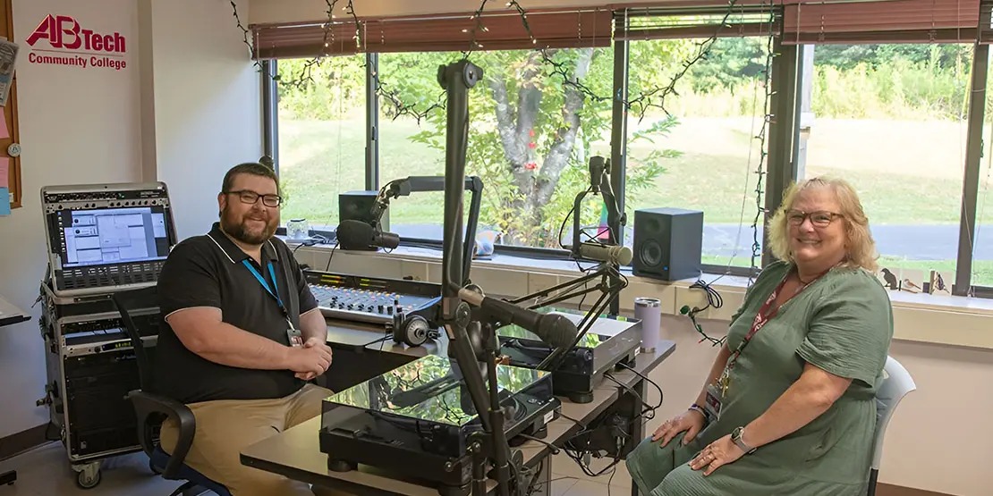 Sherri Davis and Andrew McKinney in radio studio