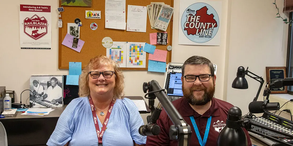 Sherri Davis and Andrew McKinney in radio studio