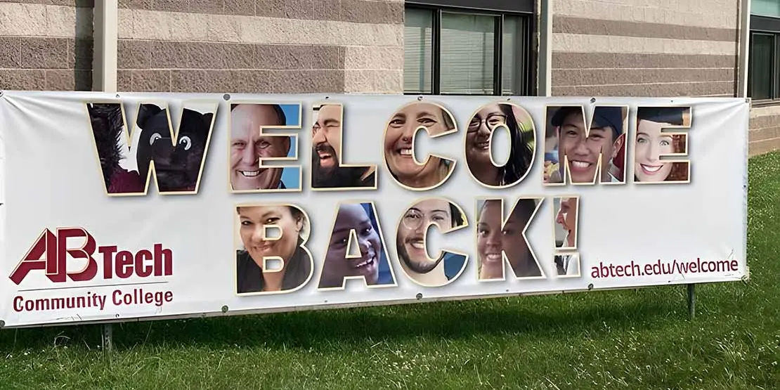 Banner with words Welcome Back on it