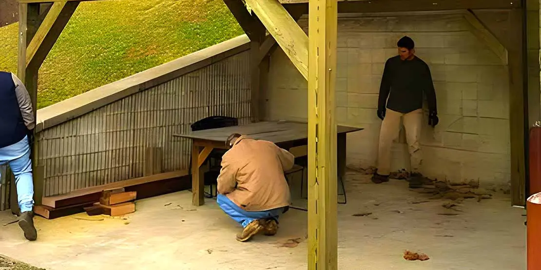 Shelter constructed outside of the Hemlock building