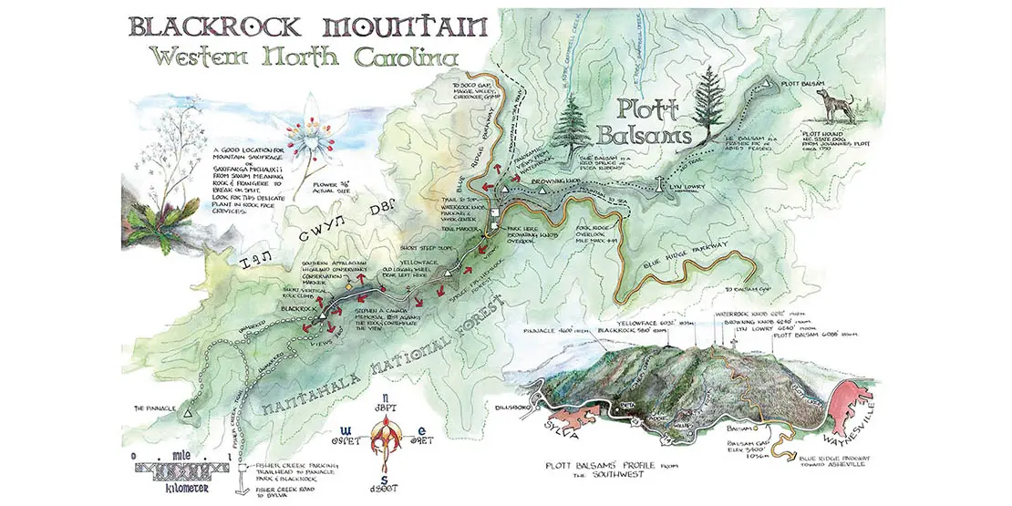 Hand drawn map of Haywood County