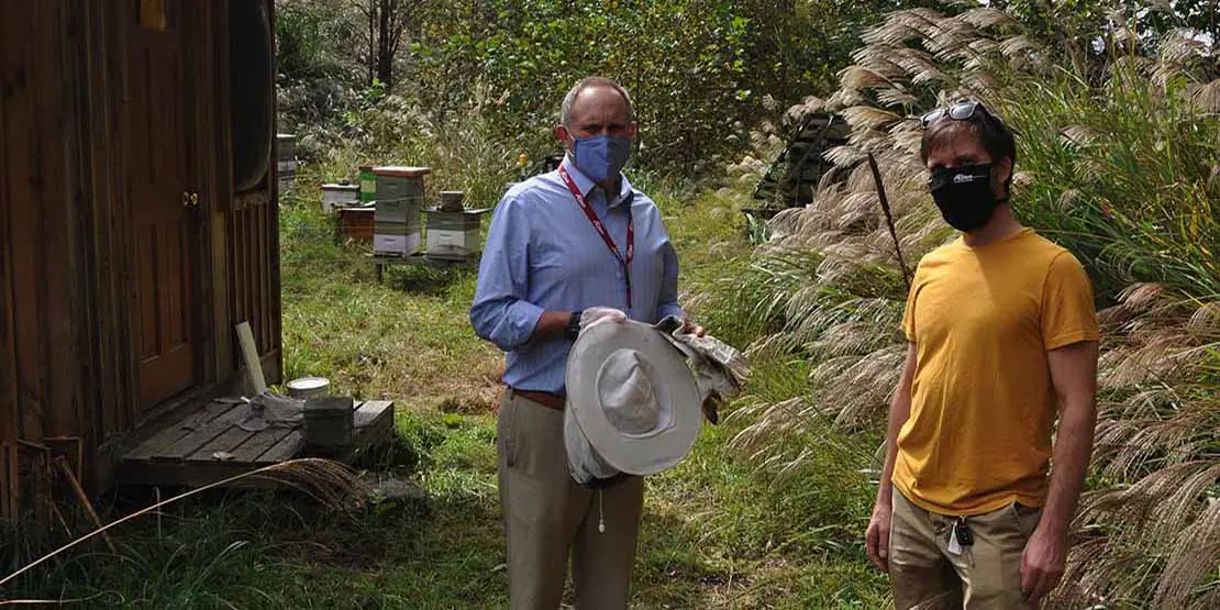 John Gossett and Erik Moellering at the apiary