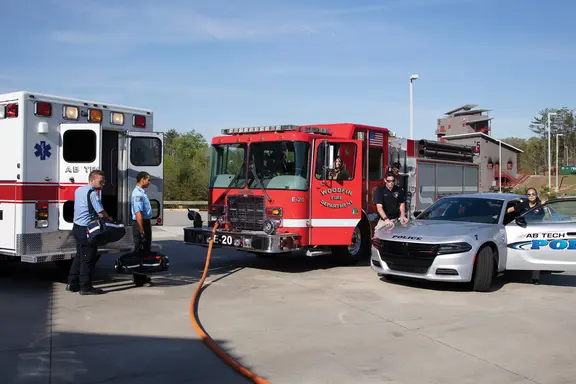 Ambulance fire truck and police car