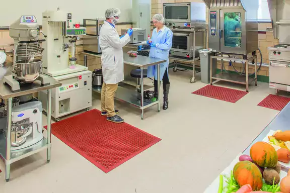 Two people standing in a lab