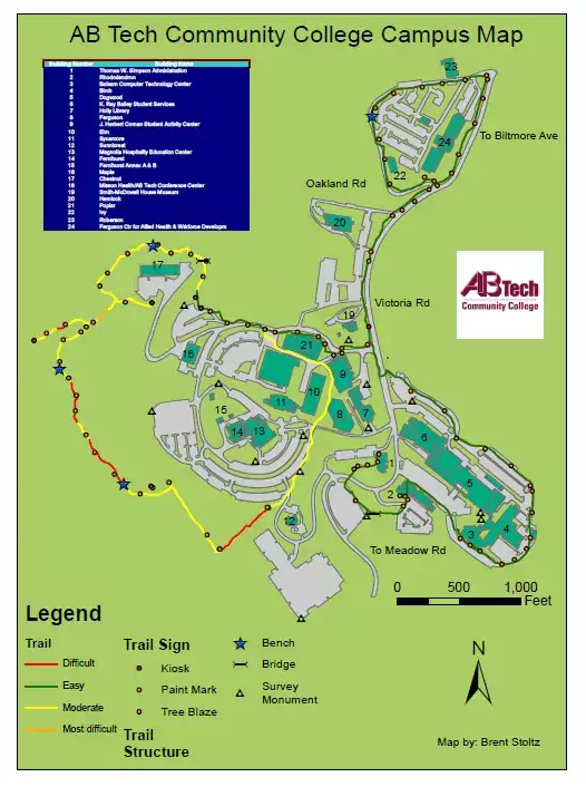 Map of fitness trail with legend