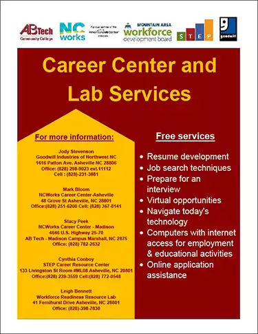 Career Center and Lab Services flyer