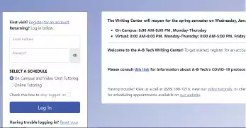 How to Register for a Writing Center Account Screenshot 2