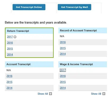 Obtain an Official IRS Tax Transcript - Step-2