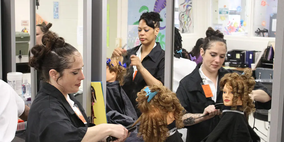 NCCIW cosmetology students. Ben Humphries/EdNC