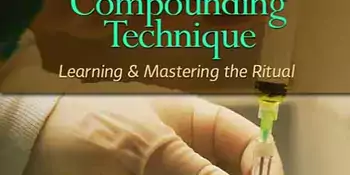 Aseptic Compounding Technique book cover featuring gloved hands injecting liquid into a bag