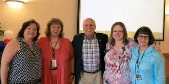 Pictured are RISE nominees Becky Watkins, Sarah Benson, Dana Moore and Cathy Strohm-Horton with President Dennis King.