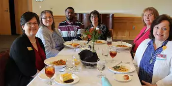 Six people at a table