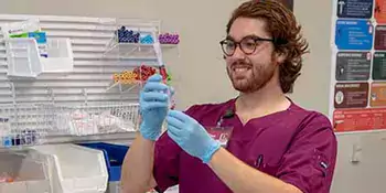 Man with medical needle