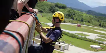 Student on rappel ropes