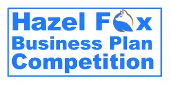 Blue logo reads Hazel Fox Business Plan Competition