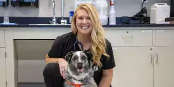 Paige Jimeson with a dog