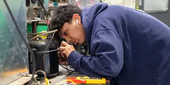 HVAC student working in class