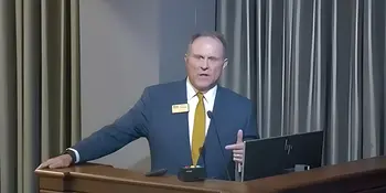 In The Works: John Gossett, president of A-B Tech, spoke at the Aug. 19 Buncombe County Board of Commissioners meeting about the college's aim to build a 70,000-square-foot manufacturing hub in Buncombe. Screen grab courtesy of Buncombe County.
