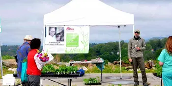 Tent with customers and plants
